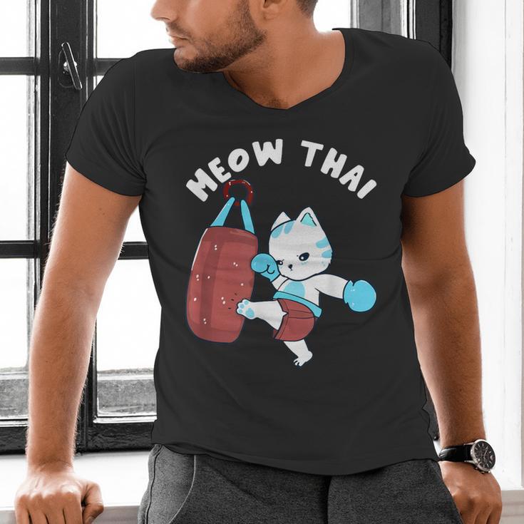 Muay Thai Cat Meow Thai Punch Bag Martial Arts Men's V-Neck T-Shirt Muay Thai Cat Meow Thai Punch Bag Martial Arts Men's V-Neck T-Shirt