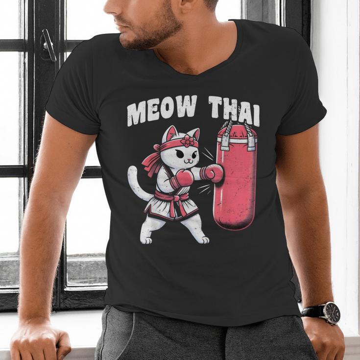 Muay Thai Cat Meow Thai Women Neko Costume Muay Thai Men's V-Neck T-Shirt