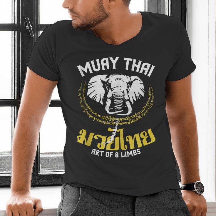 Muay Thai Elephant Martial Arts Thai Boxing Coach Lover Men's V-Neck T-Shirt