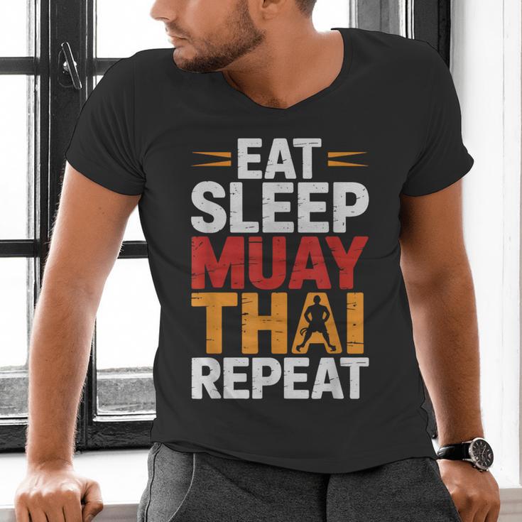 Muay Thai Fighter Eat Sleep Repeat Lifestyle Training Men's V-Neck T-Shirt