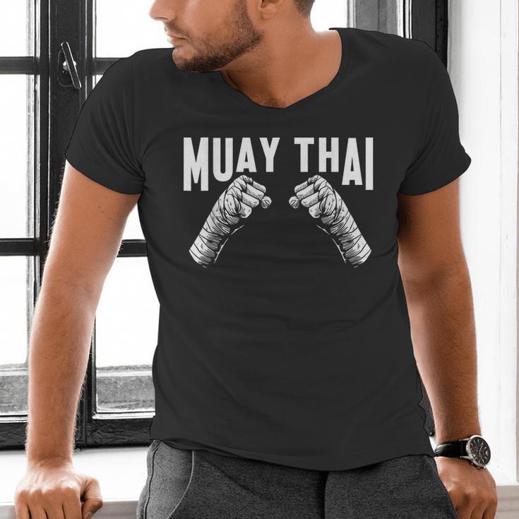 Muay Thai Fighter Fists MMA Club Martial Arts Fighting Coach Men's V-Neck T-Shirt