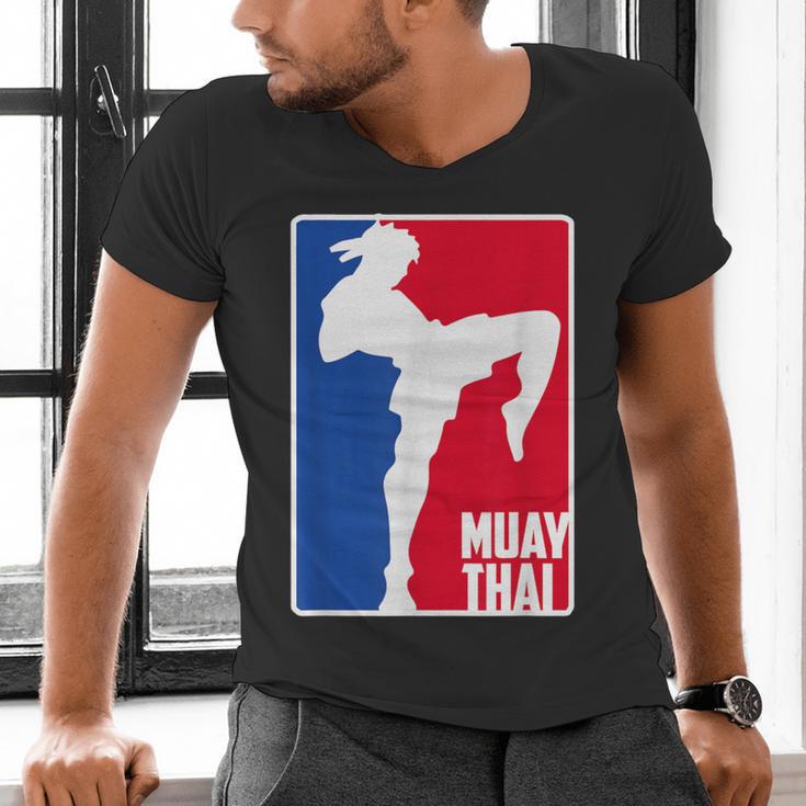Muay Thai Fighter Retro Kickboxing Training MMA Men's V-Neck T-Shirt