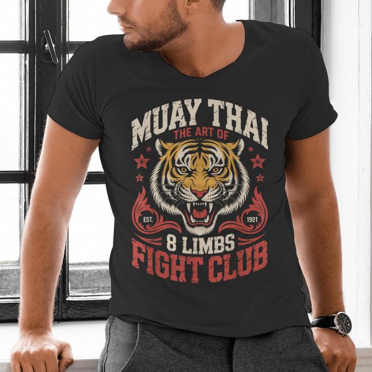 Muay Thai Fighter Tiger 8 Limbs Thai Boxing Men's V-Neck T-Shirt