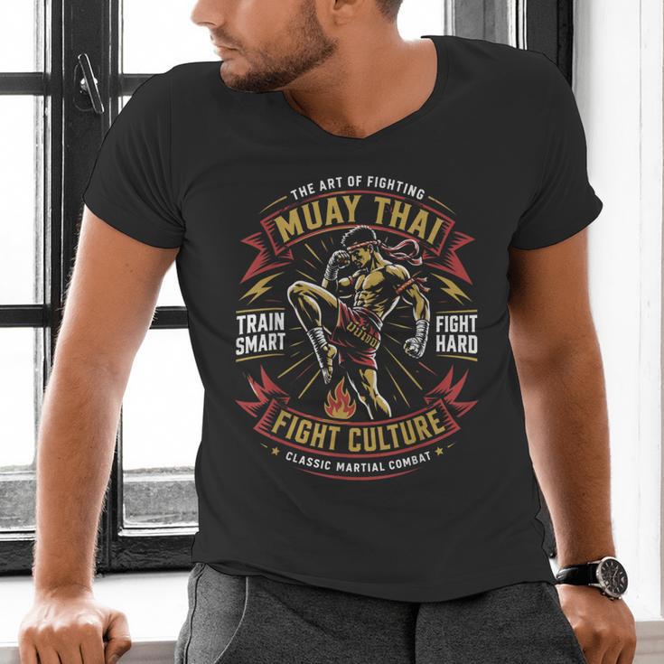 Muay Thai Fighter Training Thai Boxing Coach Men's V-Neck T-Shirt