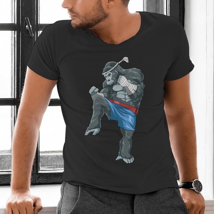 Muay Thai Gorilla Thai Boxing Men's V-Neck T-Shirt Muay Thai Gorilla Thai Boxing Men's V-Neck T-Shirt