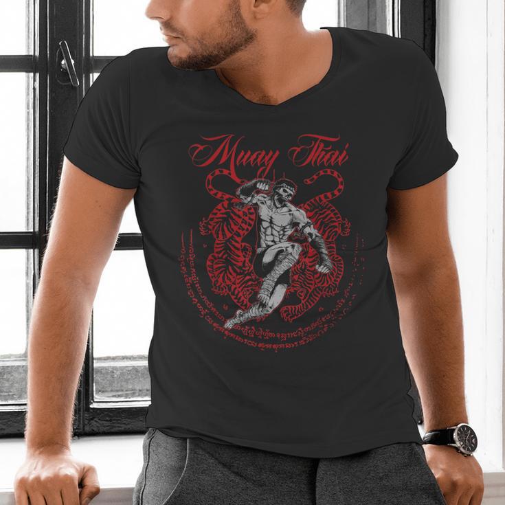 Muay Thai Kickboxing Martial Art Fighter Thai Boxing Men's V-Neck T-Shirt