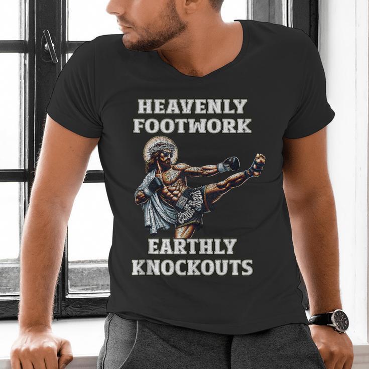 Muay Thai Lord Jesus Kickboxing Christian Men's V-Neck T-Shirt