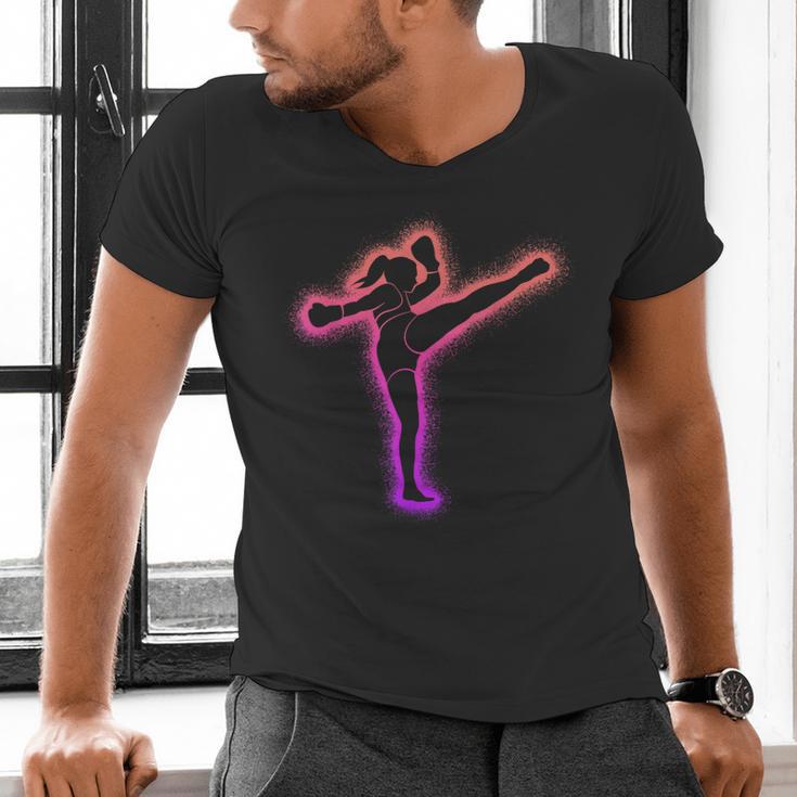 Muay Thai Martial Arts Kickboxer Women Girls Kickboxing Men's V-Neck T-Shirt