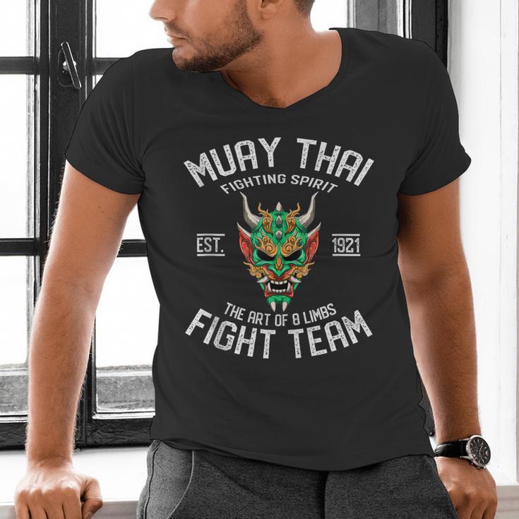 Muay Thai Oni Fight Team Kickboxing Men's V-Neck T-Shirt Muay Thai Oni Fight Team Kickboxing Men's V-Neck T-Shirt