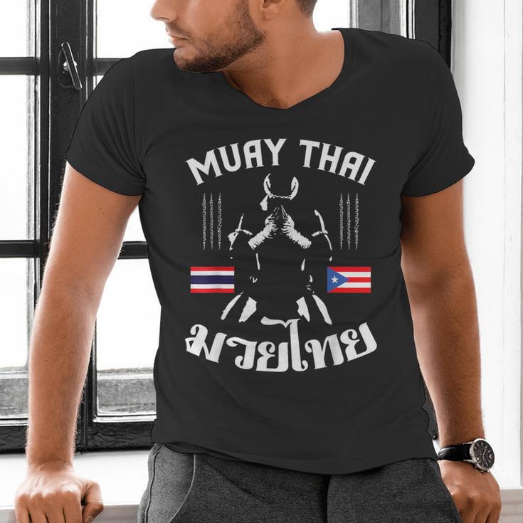 Muay Thai Puerto Rico Flag Martial Arts Thai Boxing Coach Men's V-Neck T-Shirt Muay Thai Puerto Rico Flag Martial Arts Thai Boxing Coach Men's V-Neck T-Shirt