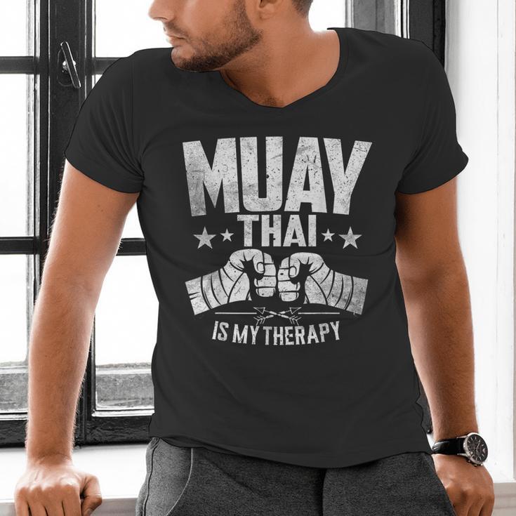 Muay Thai Is My Therapy Muay Thai Lovers Muay Thai Men's V-Neck T-Shirt Muay Thai Is My Therapy Muay Thai Lovers Muay Thai Men's V-Neck T-Shirt
