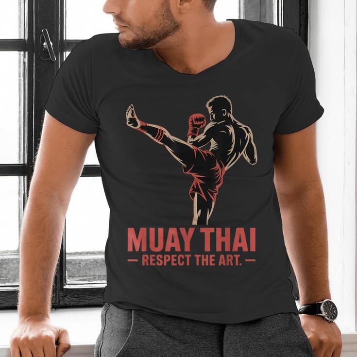 Muay Thai Respect The Art Martial Arts Kickboxing MMA Men's V-Neck T-Shirt Muay Thai Respect The Art Martial Arts Kickboxing MMA Men's V-Neck T-Shirt