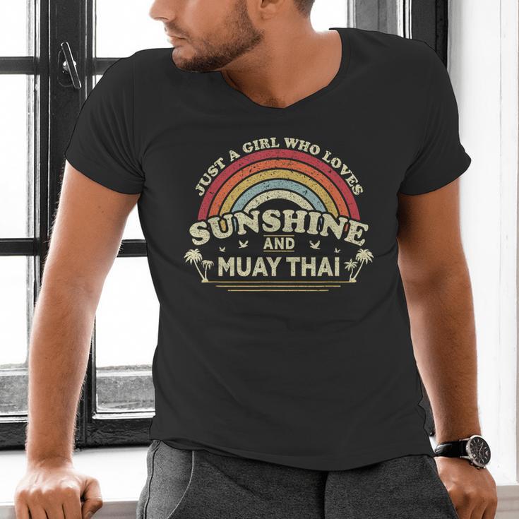 Muay Thai Shirt A Girl Who Loves Sunshine And Muay Thai Men's V-Neck T-Shirt Muay Thai Shirt A Girl Who Loves Sunshine And Muay Thai Men's V-Neck T-Shirt