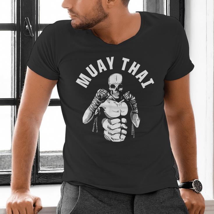 Muay Thai Skeleton Fighter MMA Club Coach Martial Arts Fight Men's V-Neck T-Shirt Muay Thai Skeleton Fighter MMA Club Coach Martial Arts Fight Men's V-Neck T-Shirt