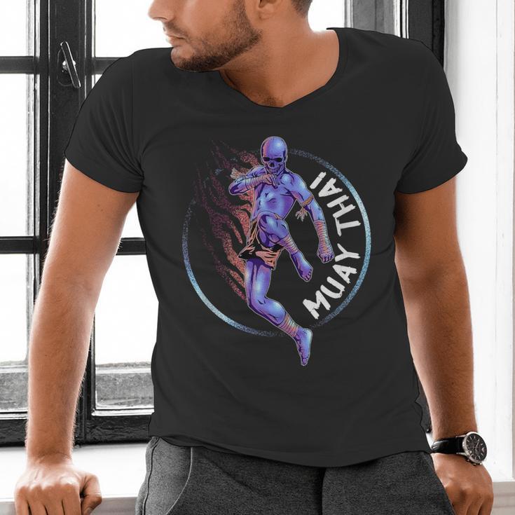 Muay Thai Skeleton Men's V-Neck T-Shirt Muay Thai Skeleton Men's V-Neck T-Shirt