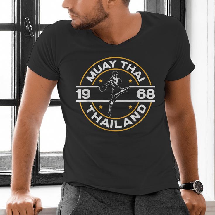 Muay Thai Thailand Fighter Fighting Combat 1969 Thai Boxing Men's V-Neck T-Shirt