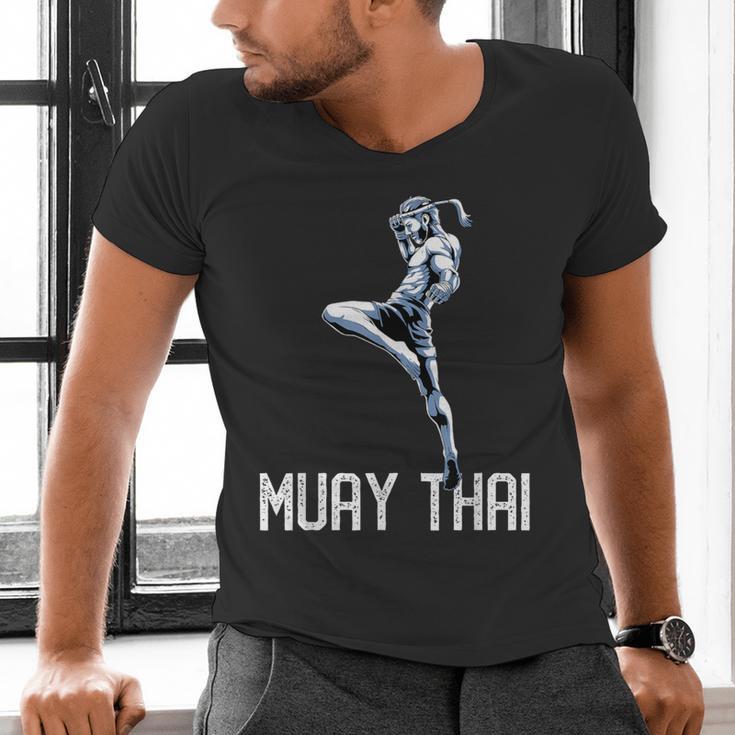 Muay Thai Tiger Nak Muay Kickboxing Men's V-Neck T-Shirt