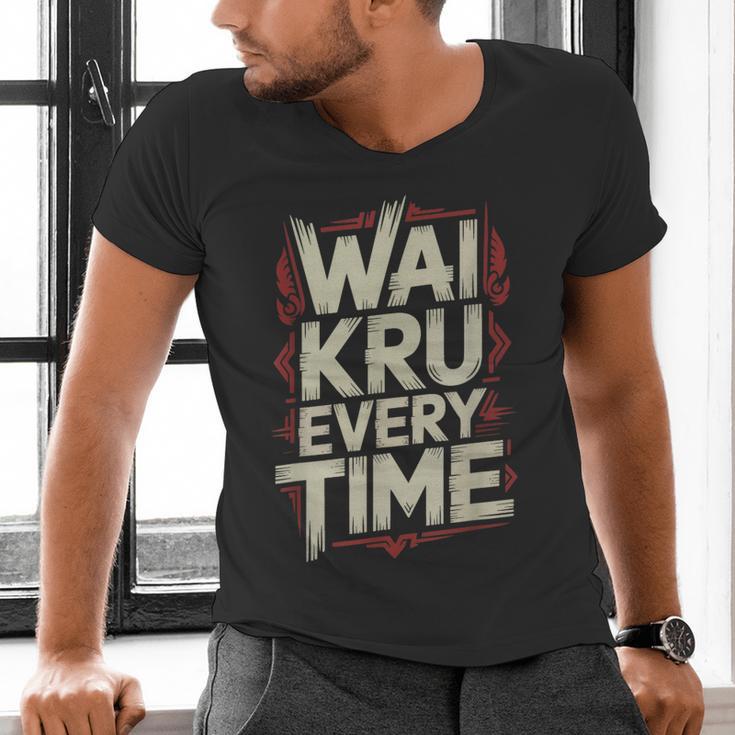 Muay Thai Wai Kru Respect Ritual Ceremony Fighter Identity Men's V-Neck T-Shirt