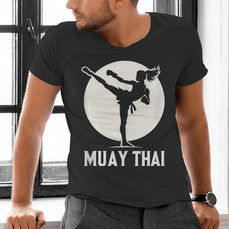 Muay Thai Woman Image Men's V-Neck T-Shirt Muay Thai Woman Image Men's V-Neck T-Shirt