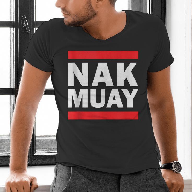 Nak Muay Thai Kickboxing KnuckMuay Thai Kickboxing Kickboxer Fighter MMA Men's V-Neck T-Shirt