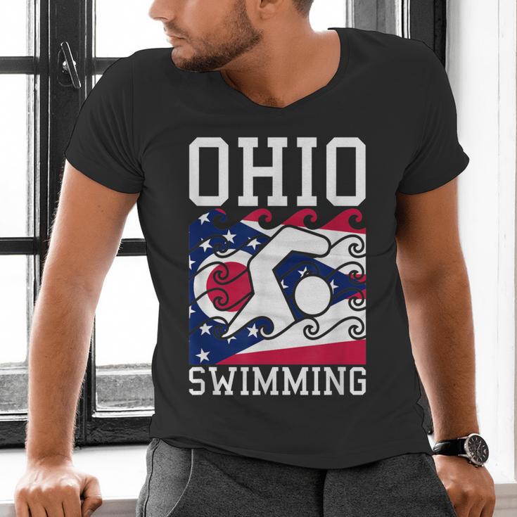 Ohio Flag Swimming Team Swim Swimmer US State Men's V-Neck T-Shirt
