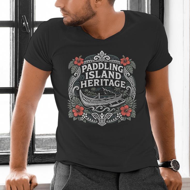 Paddling Island Heritage Outrigger Canoe Men's V-Neck T-Shirt