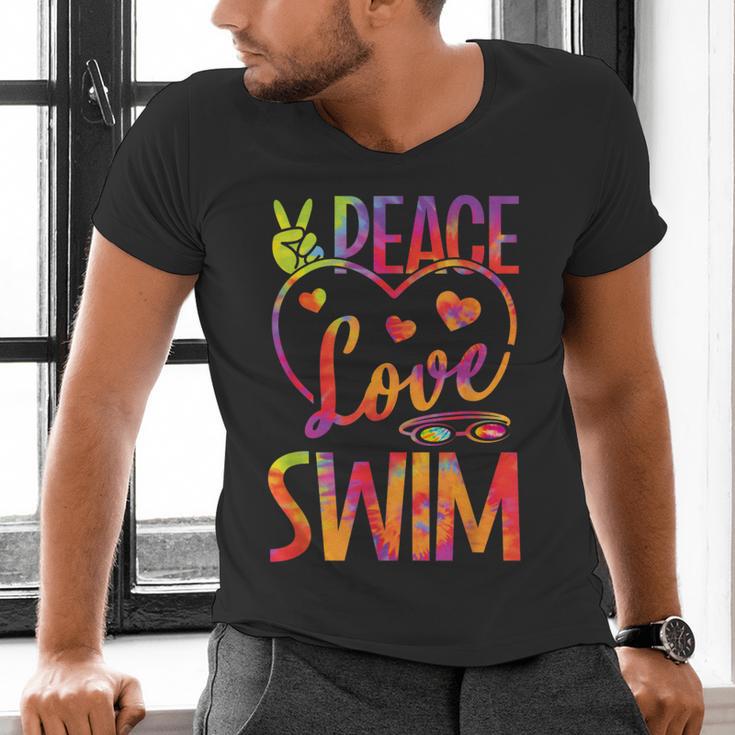 Peace Love Swim Swimming Tie Dye Swimmer Swimming Swim Team Men's V-Neck T-Shirt