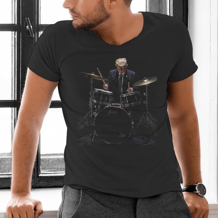 Percussion Player Drumset Retro Drum Kit Percussionist Trump Drummer Drums 2024 -Adults Men's V-Neck T-Shirt