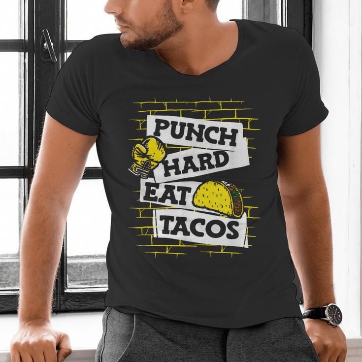 Punch Hard Eat Tacos Professional Boxer Muay Thai Boxing Men's V-Neck T-Shirt