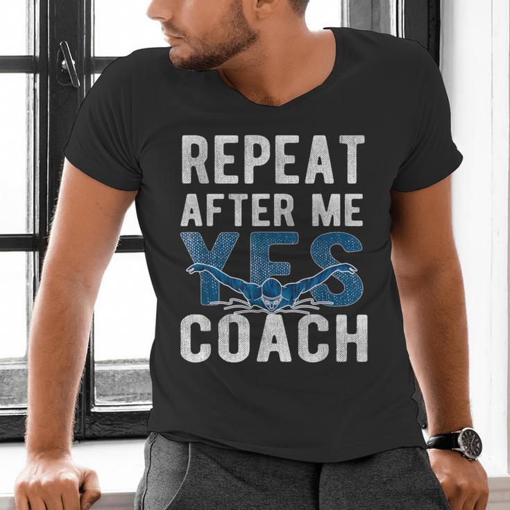 Repeat Yes Swim Coaching Swimming Coaches Men's V-Neck T-Shirt Repeat Yes Swim Coaching Swimming Coaches Men's V-Neck T-Shirt