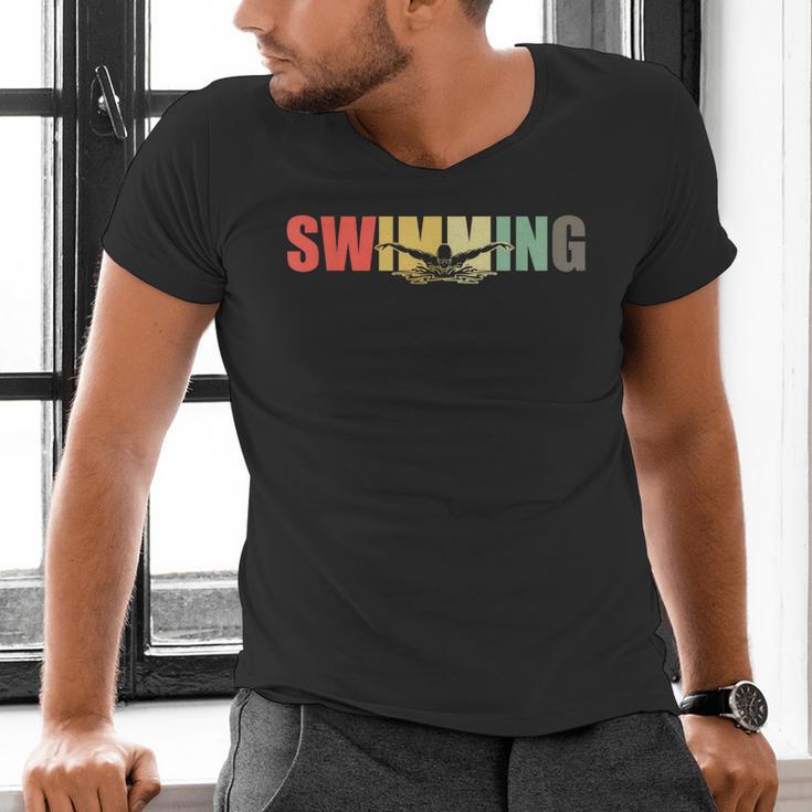 Retro Swimming Vintage Swimming Swimmer Men's V-Neck T-Shirt