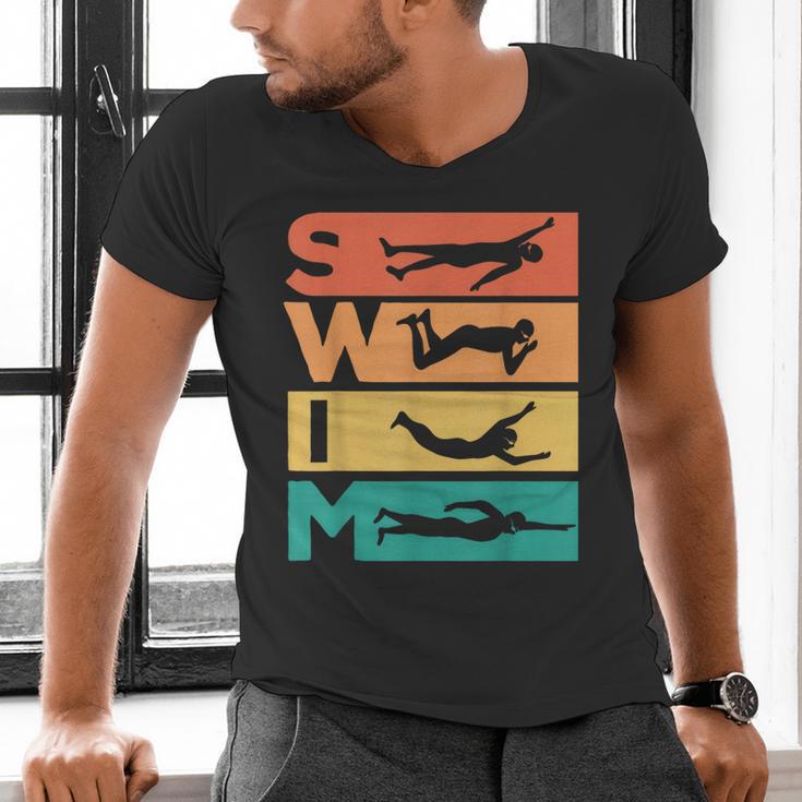 Retro Vintage Swimming For Swimmers Men's V-Neck T-Shirt