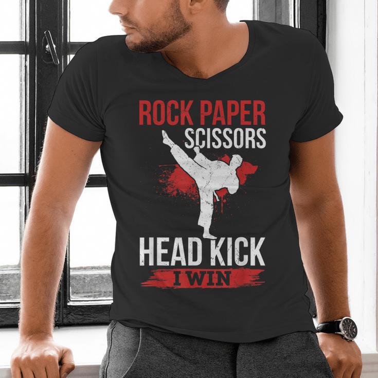 Rock Paper Scissors Head Kick I Win Muay Thai Men's V-Neck T-Shirt