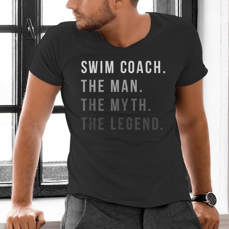 Swim Coach The Man The Myth The Legend Swimming Coach Men's V-Neck T-Shirt Swim Coach The Man The Myth The Legend Swimming Coach Men's V-Neck T-Shirt