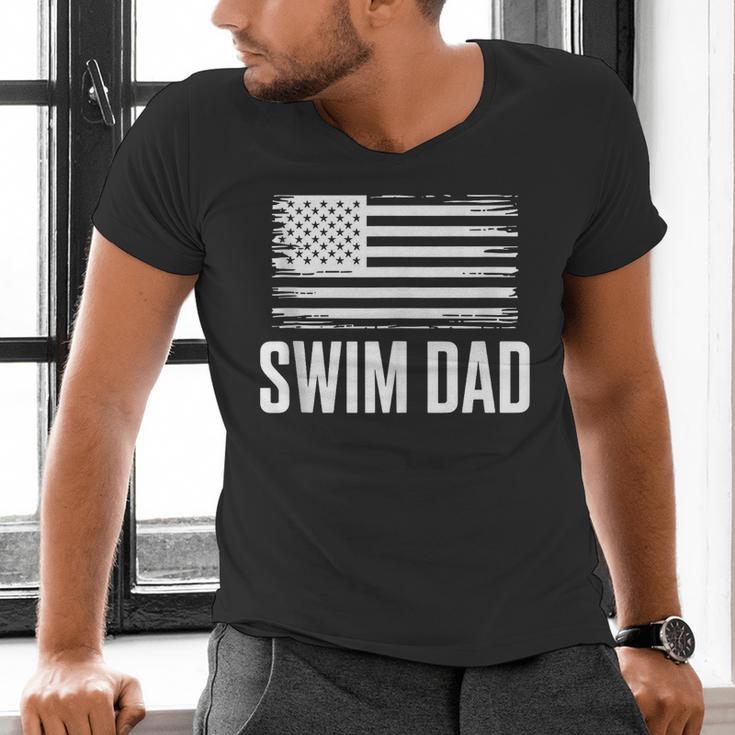 Swim Dad Art For Dad Father Men Swim Team Dad Swimming Coach Men's V-Neck T-Shirt Swim Dad Art For Dad Father Men Swim Team Dad Swimming Coach Men's V-Neck T-Shirt