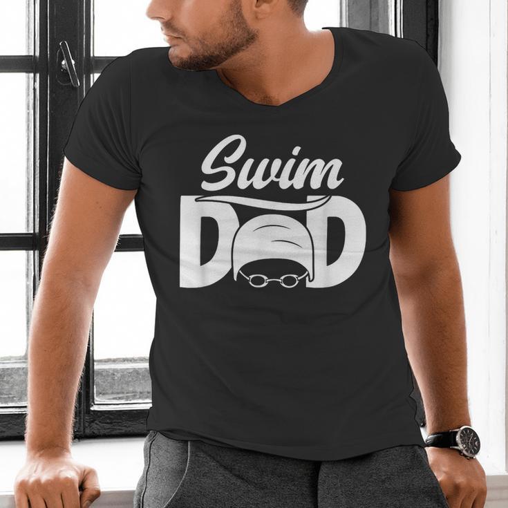 Swim Dad Proud Swimming Dad Of A Swimmer Dad Swim Father Men's V-Neck T-Shirt