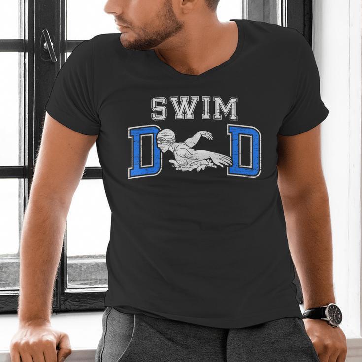 Swim Dad Of A Swimmer Dad Proud Swim Father Swimming Dad Men's V-Neck T-Shirt Swim Dad Of A Swimmer Dad Proud Swim Father Swimming Dad Men's V-Neck T-Shirt