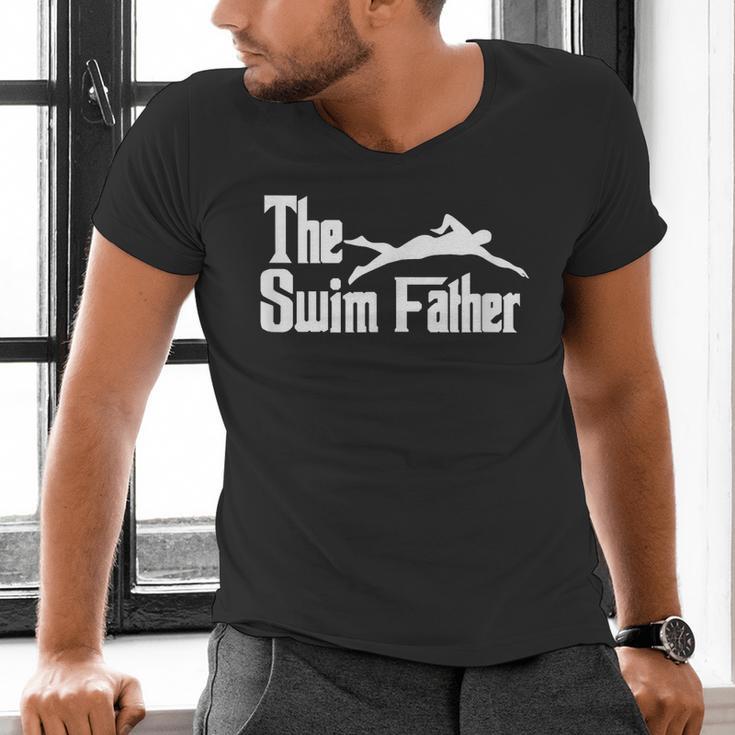 The Swim Father Swimming Dad Swimmer Men's V-Neck T-Shirt The Swim Father Swimming Dad Swimmer Men's V-Neck T-Shirt