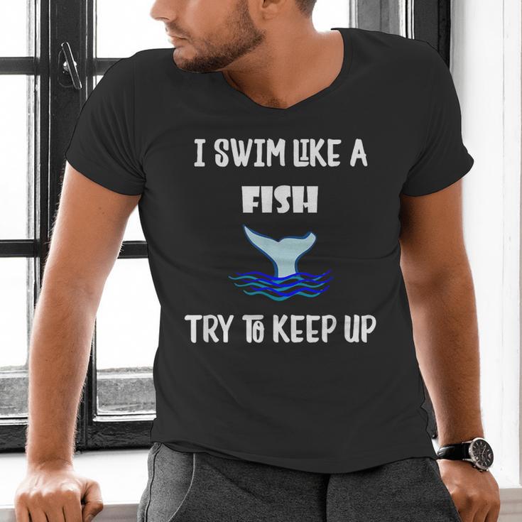 Swim Like a Fish Swimming Sport ExerciseShirt Dk Men's V-Neck T-Shirt Swim Like a Fish Swimming Sport ExerciseShirt Dk Men's V-Neck T-Shirt