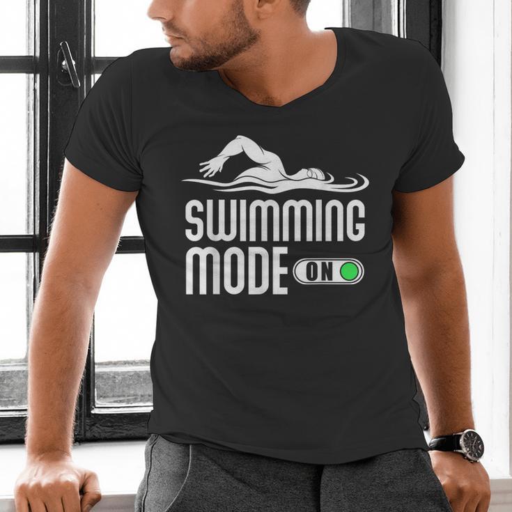 Swim Slogan Funny Swimming Mode On Swim Men's V-Neck T-Shirt Swim Slogan Funny Swimming Mode On Swim Men's V-Neck T-Shirt