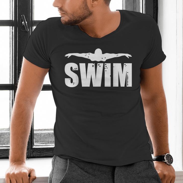 Swim Sports Swimming Water Athletic Swimmer Men's V-Neck T-Shirt Swim Sports Swimming Water Athletic Swimmer Men's V-Neck T-Shirt