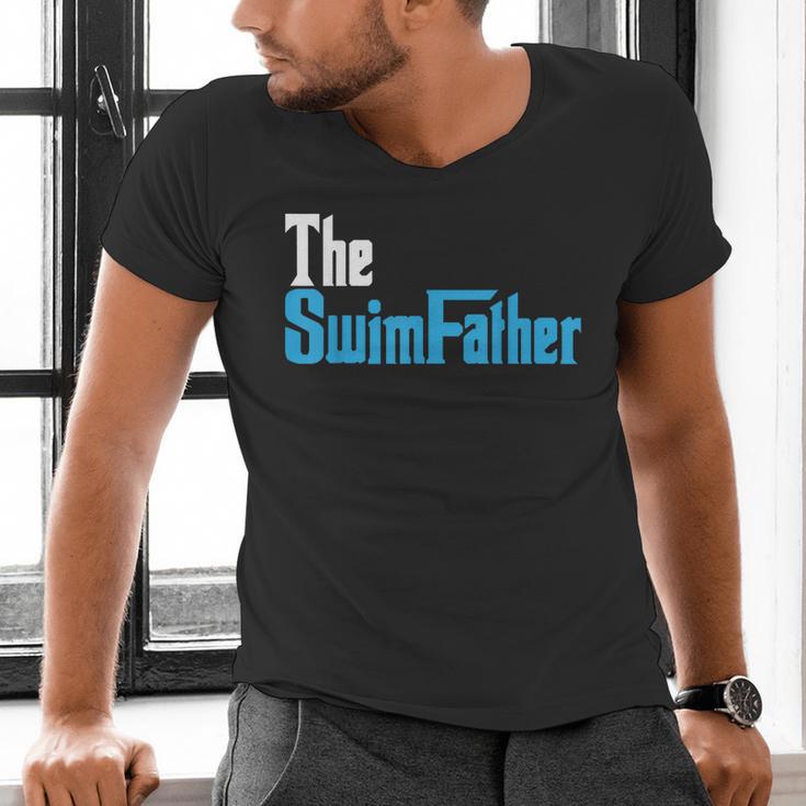 The SwimFather Saying Tee For Swimming Fatehrs Men's V-Neck T-Shirt The SwimFather Saying Tee For Swimming Fatehrs Men's V-Neck T-Shirt