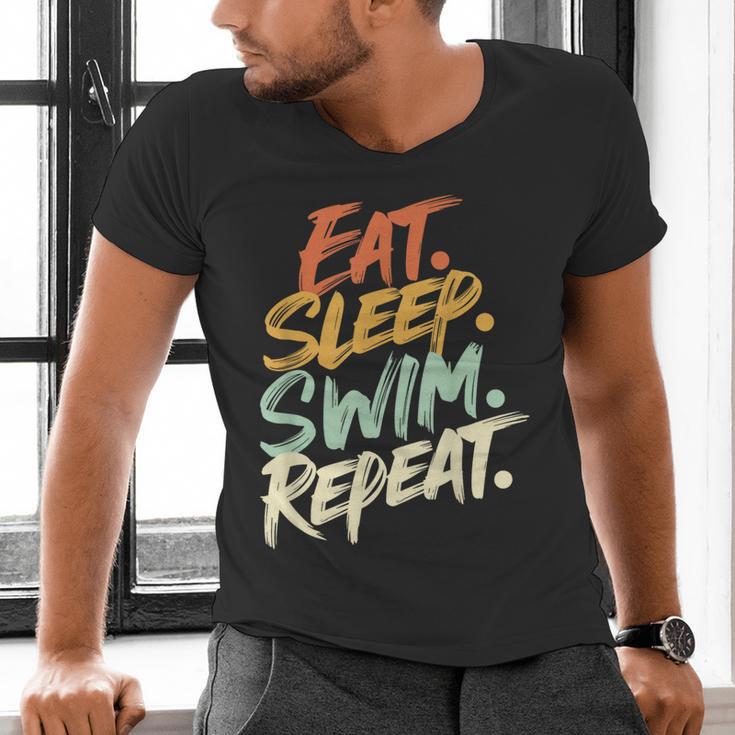 Swimmer Eat Sleep Swim Repeat I Swimming Men's V-Neck T-Shirt