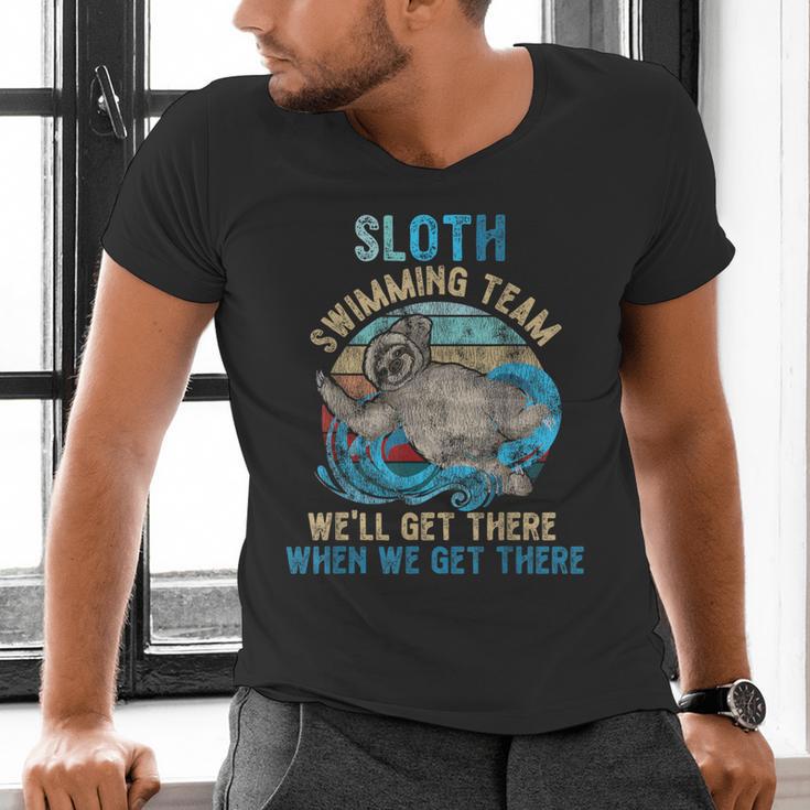 Swimmer Swim Sloth Swimming Team Retro Men's V-Neck T-Shirt Swimmer Swim Sloth Swimming Team Retro Men's V-Neck T-Shirt
