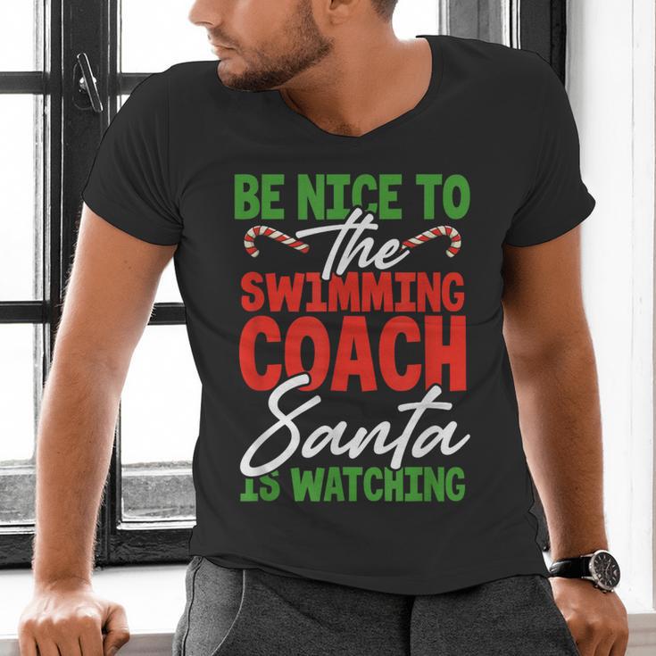 Swimming Coach Christmas Xmas Swimming Santa Men's V-Neck T-Shirt Swimming Coach Christmas Xmas Swimming Santa Men's V-Neck T-Shirt