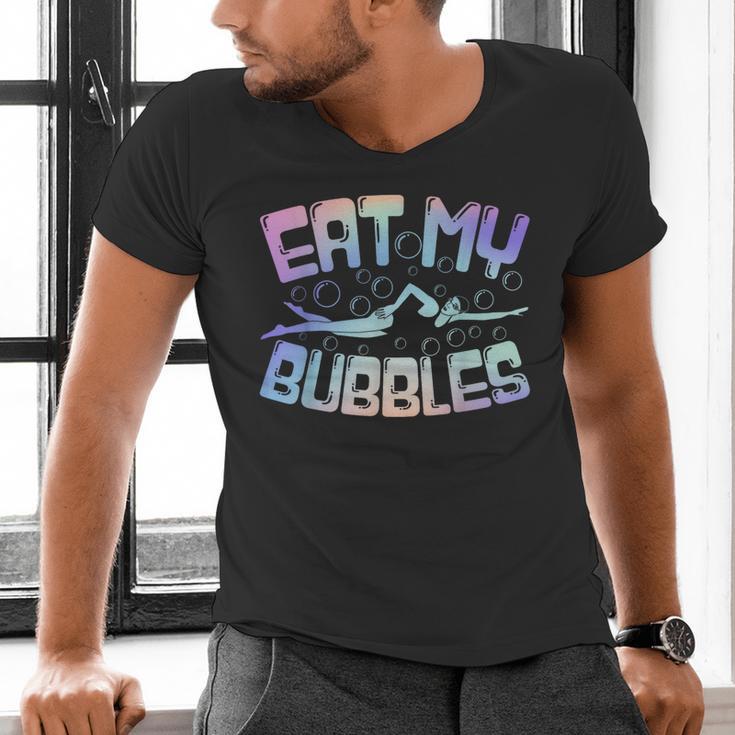 Swimming Eat My Bubbles Swim Watercolour Men's V-Neck T-Shirt Swimming Eat My Bubbles Swim Watercolour Men's V-Neck T-Shirt