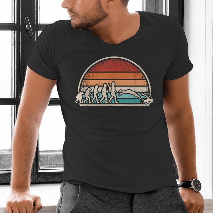 Swimming Evolution Retro Swim Swimmer Men Women Men's V-Neck T-Shirt Swimming Evolution Retro Swim Swimmer Men Women Men's V-Neck T-Shirt