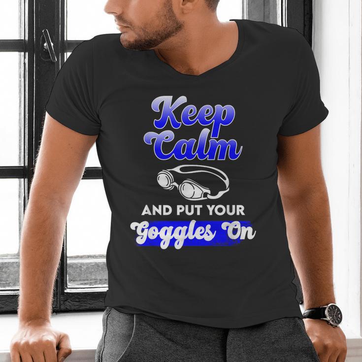 Swimming Goggles Saying Swim Team Gear Men's V-Neck T-Shirt