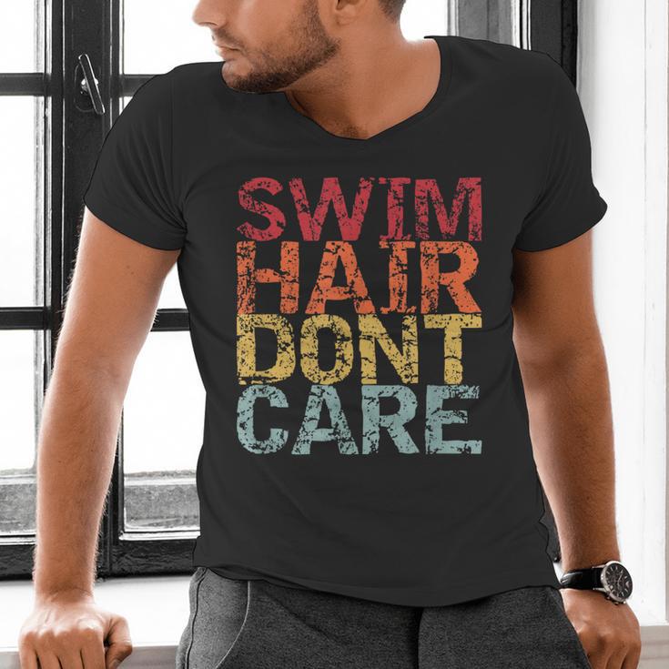 Swimming Pool Diving Sport Swimmer Swim Hair Dont Care Men's V-Neck T-Shirt Swimming Pool Diving Sport Swimmer Swim Hair Dont Care Men's V-Neck T-Shirt