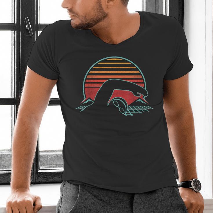 Swimming Retro Vintage 80s Style Swimmer Men's V-Neck T-Shirt